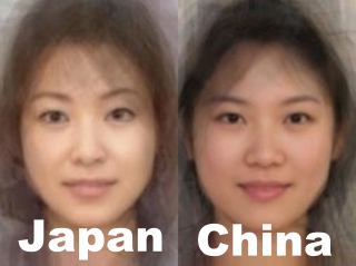 日本,中国,平均顔,画像